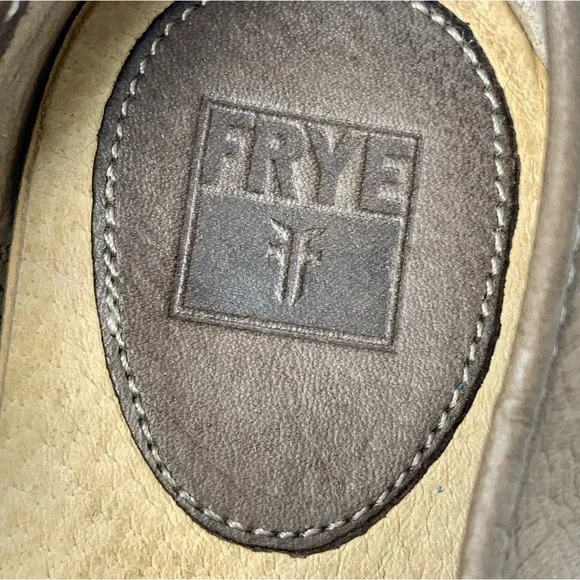 Frye Mindy Slip On Oxford Sneakers Gray Taupe Leather 8.5 Casual Academia Retro - Picture 10 of 12